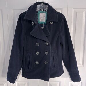 Aeropostale Women's Navy Blue Wool Blend Double-Breasted Peacoat- Size XL